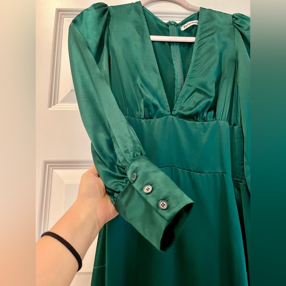 Reformation Women's Keats Deep Green Event Pure Silk Dress - Picture 5 of 11